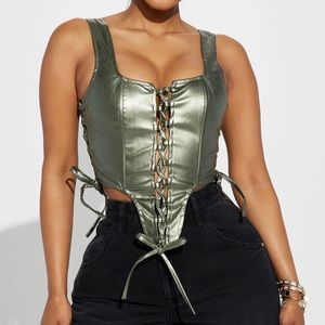 Faux leather corset top